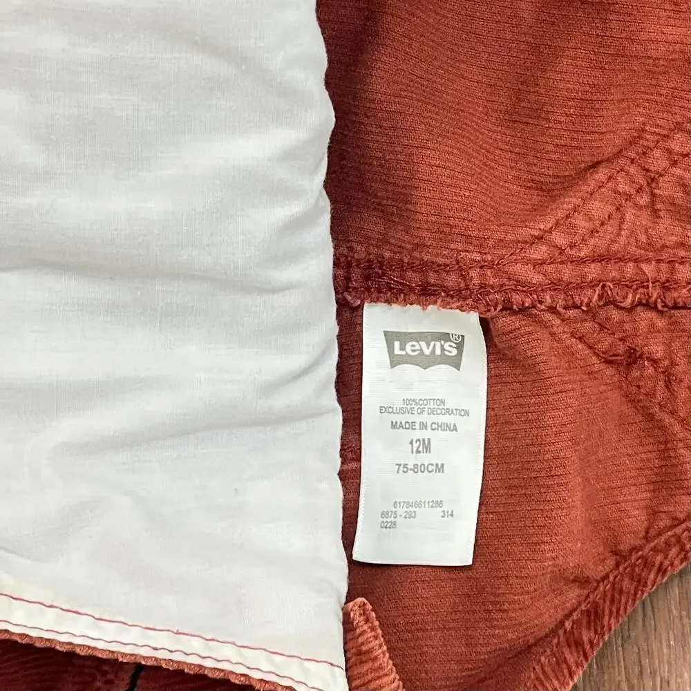 Vintage Levi's Brown-Rust Corduroy Overalls 100% Cotton Kid's Baby Size 12 Mo.